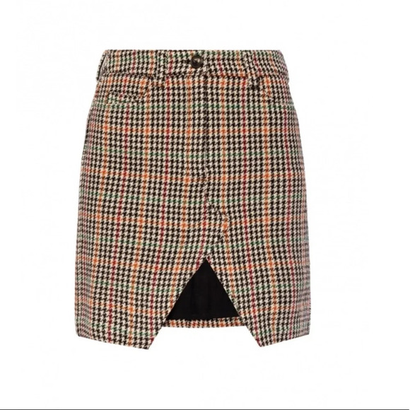 ZADIG & VOLTAIRE Wool Blend Houndstooth Check Mini Skirt size 38 NWT - Picture 2 of 9